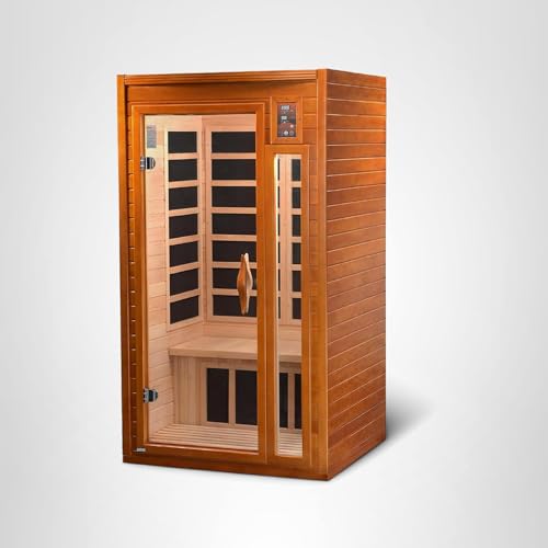 1–2 Person Indoor Infrared Sauna with Low EMF Heat, Red Light Therapy, Bluetooth Speakers & Canadian Hemlock Wood – Home Wellness Sauna