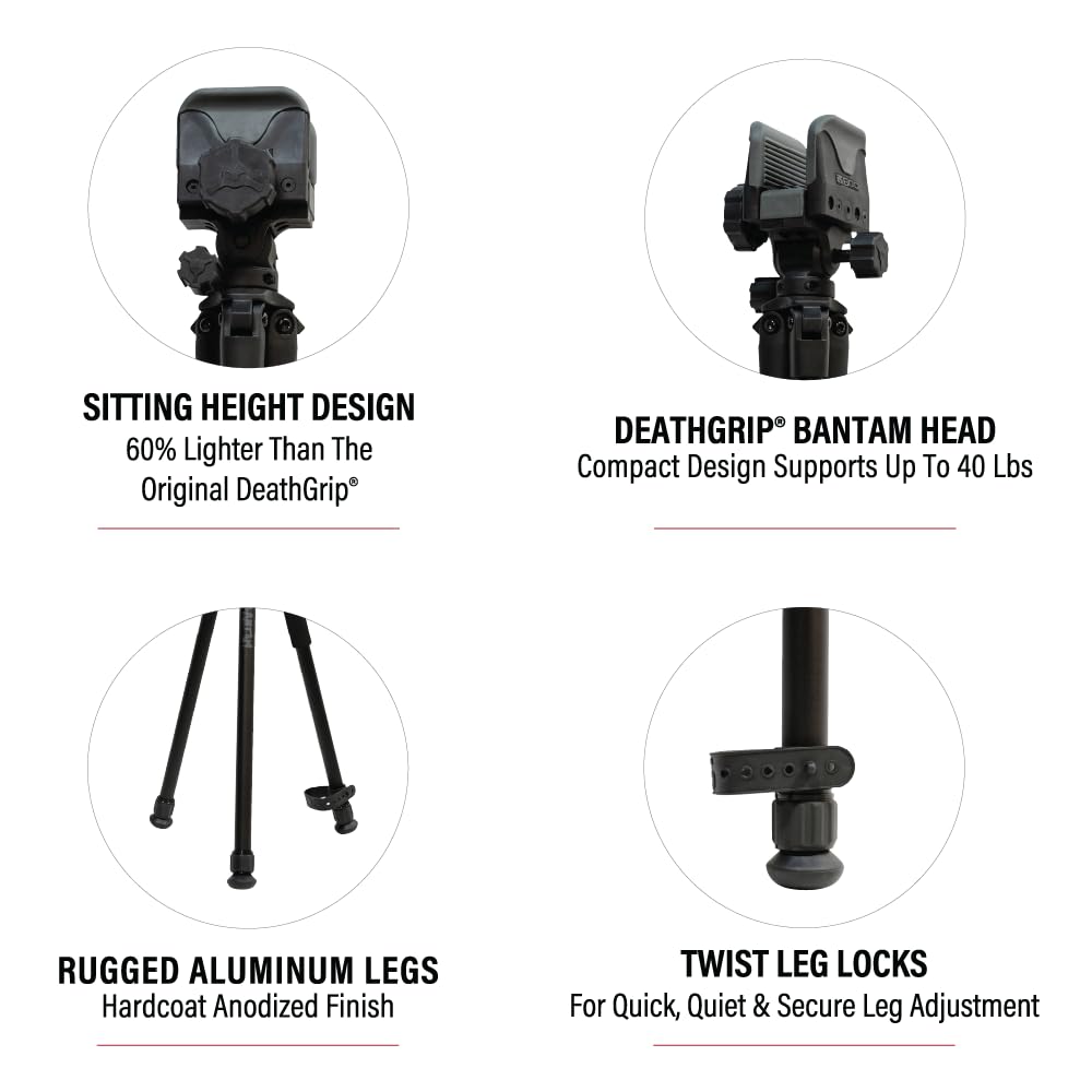 Heavy-Duty Camo Shooting Tripod – Aluminum Frame, 360° Clamp, Adjustable Legs, Bubble Level, Hands-Free Stability for Hunting