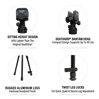 Heavy-Duty Camo Shooting Tripod – Aluminum Frame, 360° Clamp, Adjustable Legs, Bubble Level, Hands-Free Stability for Hunting