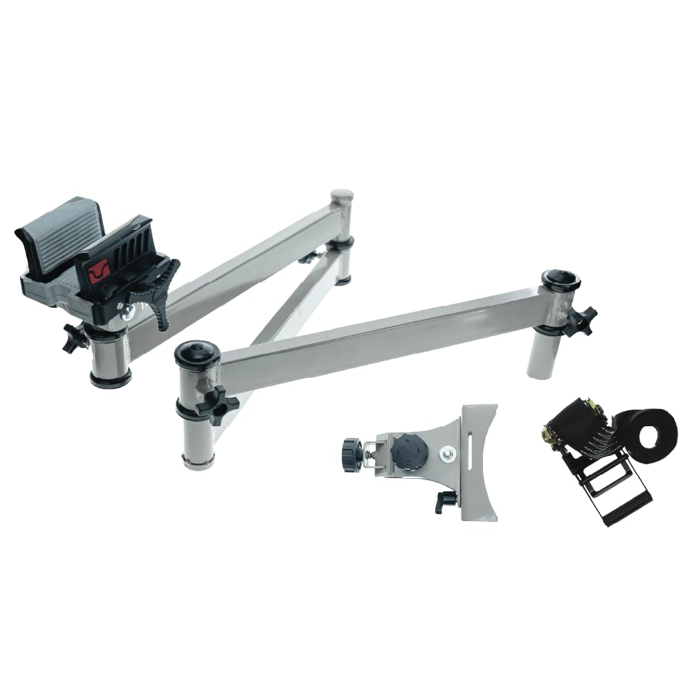 Heavy-Duty Camo Shooting Tripod – Aluminum Frame, 360° Clamp, Adjustable Legs, Bubble Level, Hands-Free Stability for Hunting