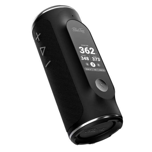 AI-Powered Golf GPS Speaker with Touchscreen, 40K+ Courses, Hazard Alerts, Visual & Audible Yardages, Waterproof, 10hr Battery