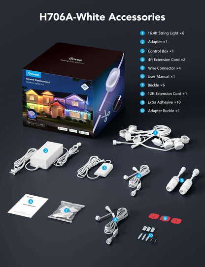 Permanent Outdoor LED Lights Pro 200ft RGBIC, 120 LEDs, 75 Scenes, Cuttable & Waterproof IP67, Smart App & Voice Control for Home & Holiday Lighting