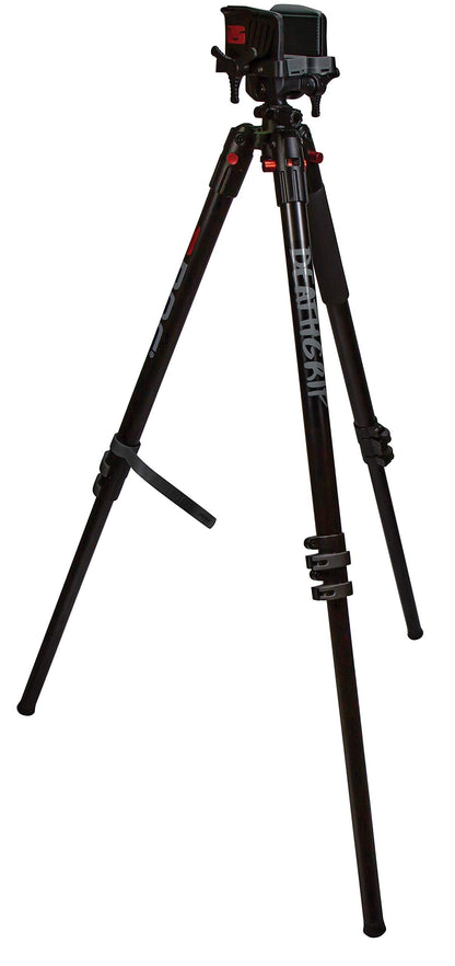 Heavy-Duty Camo Shooting Tripod – Aluminum Frame, 360° Clamp, Adjustable Legs, Bubble Level, Hands-Free Stability for Hunting