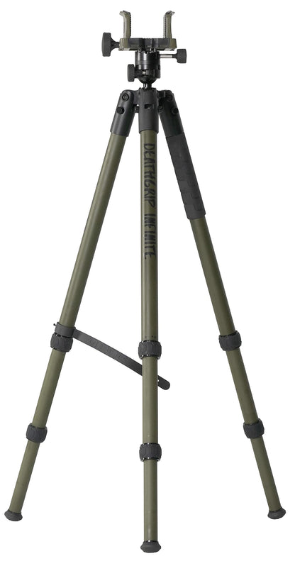 Heavy-Duty Camo Shooting Tripod – Aluminum Frame, 360° Clamp, Adjustable Legs, Bubble Level, Hands-Free Stability for Hunting