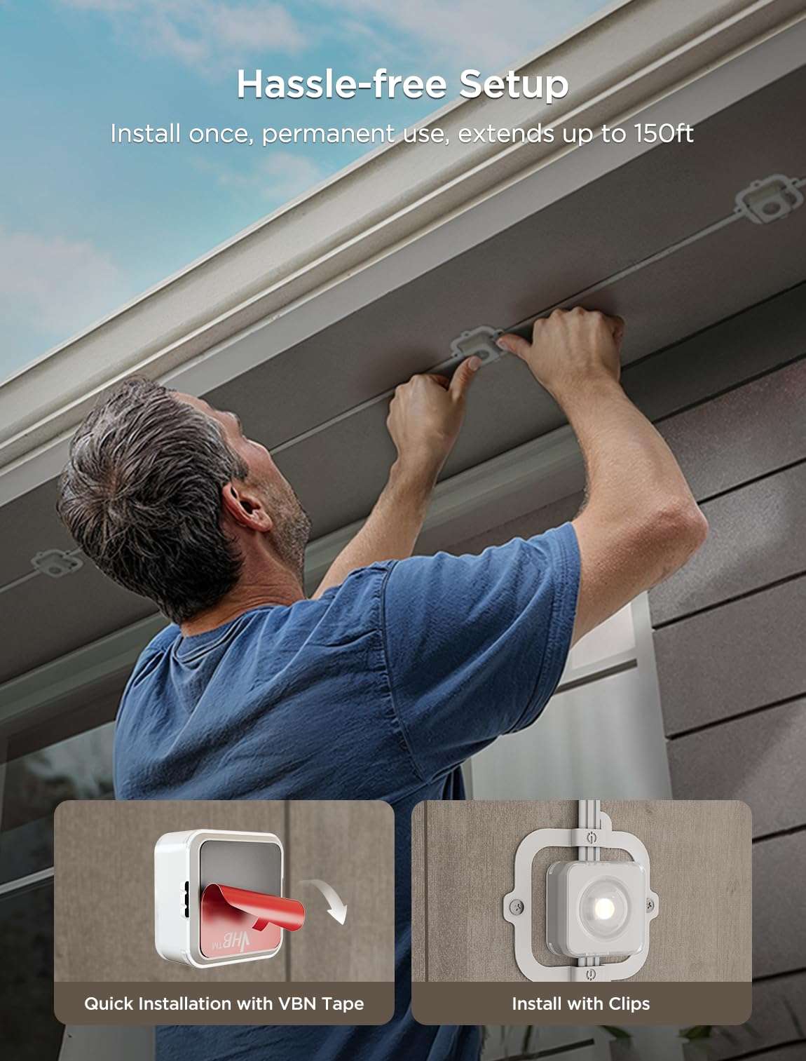 Permanent Outdoor LED Lights 100ft RGBIC, 72 LEDs, 100 Scenes, IP67 Waterproof, Smart App & Voice Control for Home & Holiday Lighting