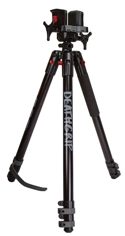 Heavy-Duty Camo Shooting Tripod – Aluminum Frame, 360° Clamp, Adjustable Legs, Bubble Level, Hands-Free Stability for Hunting