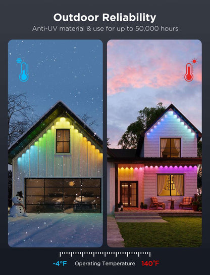 Permanent Outdoor LED Lights Pro 200ft RGBIC, 120 LEDs, 75 Scenes, Cuttable & Waterproof IP67, Smart App & Voice Control for Home & Holiday Lighting