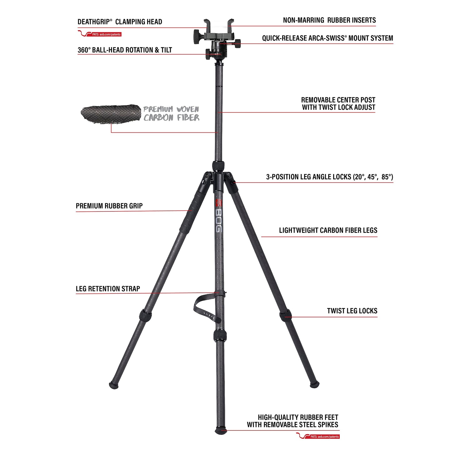 Heavy-Duty Camo Shooting Tripod – Aluminum Frame, 360° Clamp, Adjustable Legs, Bubble Level, Hands-Free Stability for Hunting