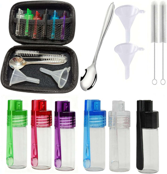 6pcs Travel Spice Containers with Spoon – Mini Glass Spice Jars for Camping & Outdoor Cooking