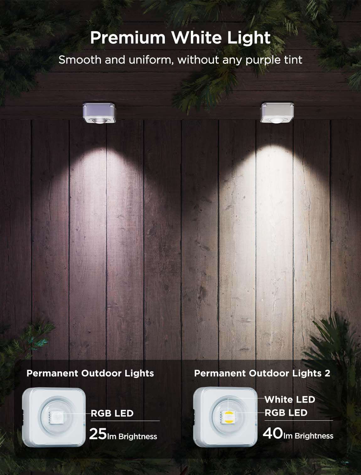 Permanent Outdoor LED Lights 100ft RGBIC, 72 LEDs, 100 Scenes, IP67 Waterproof, Smart App & Voice Control for Home & Holiday Lighting