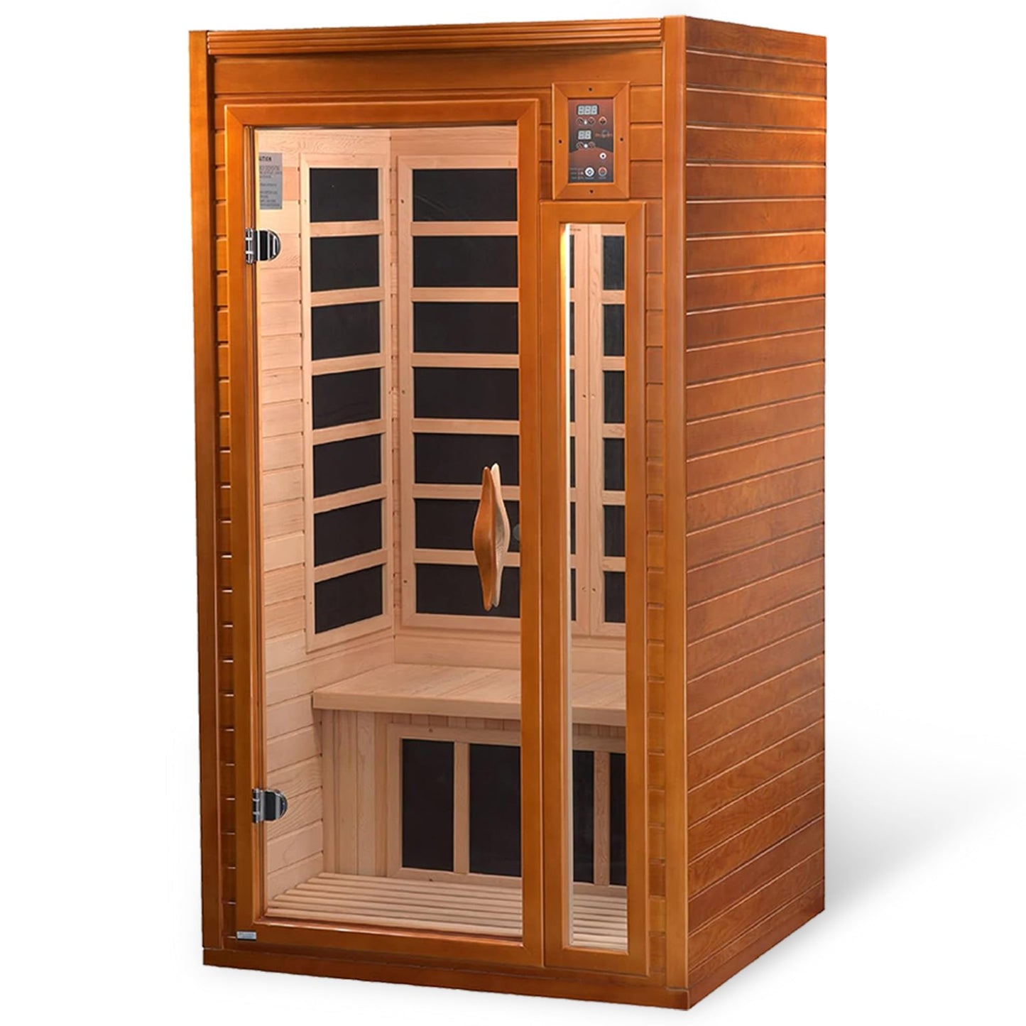 1–2 Person Indoor Infrared Sauna with Low EMF Heat, Red Light Therapy, Bluetooth Speakers & Canadian Hemlock Wood – Home Wellness Sauna