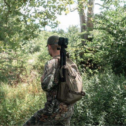 Heavy-Duty Camo Shooting Tripod – Aluminum Frame, 360° Clamp, Adjustable Legs, Bubble Level, Hands-Free Stability for Hunting