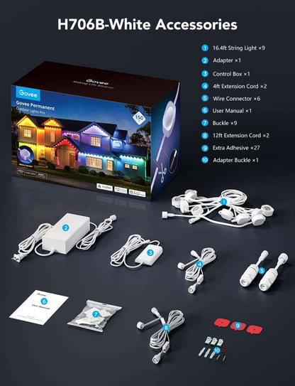 Permanent Outdoor LED Lights Pro 200ft RGBIC, 120 LEDs, 75 Scenes, Cuttable & Waterproof IP67, Smart App & Voice Control for Home & Holiday Lighting