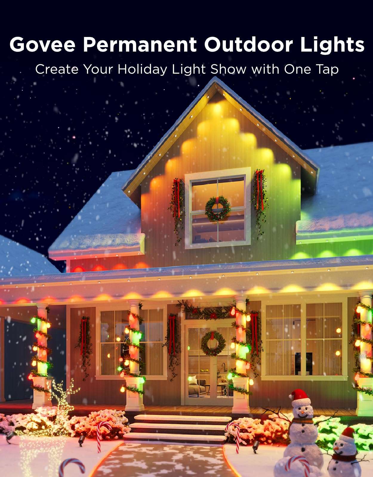 Permanent Outdoor LED Lights Pro 200ft RGBIC, 120 LEDs, 75 Scenes, Cuttable & Waterproof IP67, Smart App & Voice Control for Home & Holiday Lighting