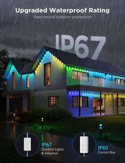 Permanent Outdoor LED Lights Pro 200ft RGBIC, 120 LEDs, 75 Scenes, Cuttable & Waterproof IP67, Smart App & Voice Control for Home & Holiday Lighting
