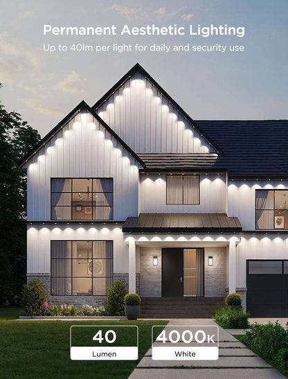 Permanent Outdoor LED Lights 100ft RGBIC, 72 LEDs, 100 Scenes, IP67 Waterproof, Smart App & Voice Control for Home & Holiday Lighting