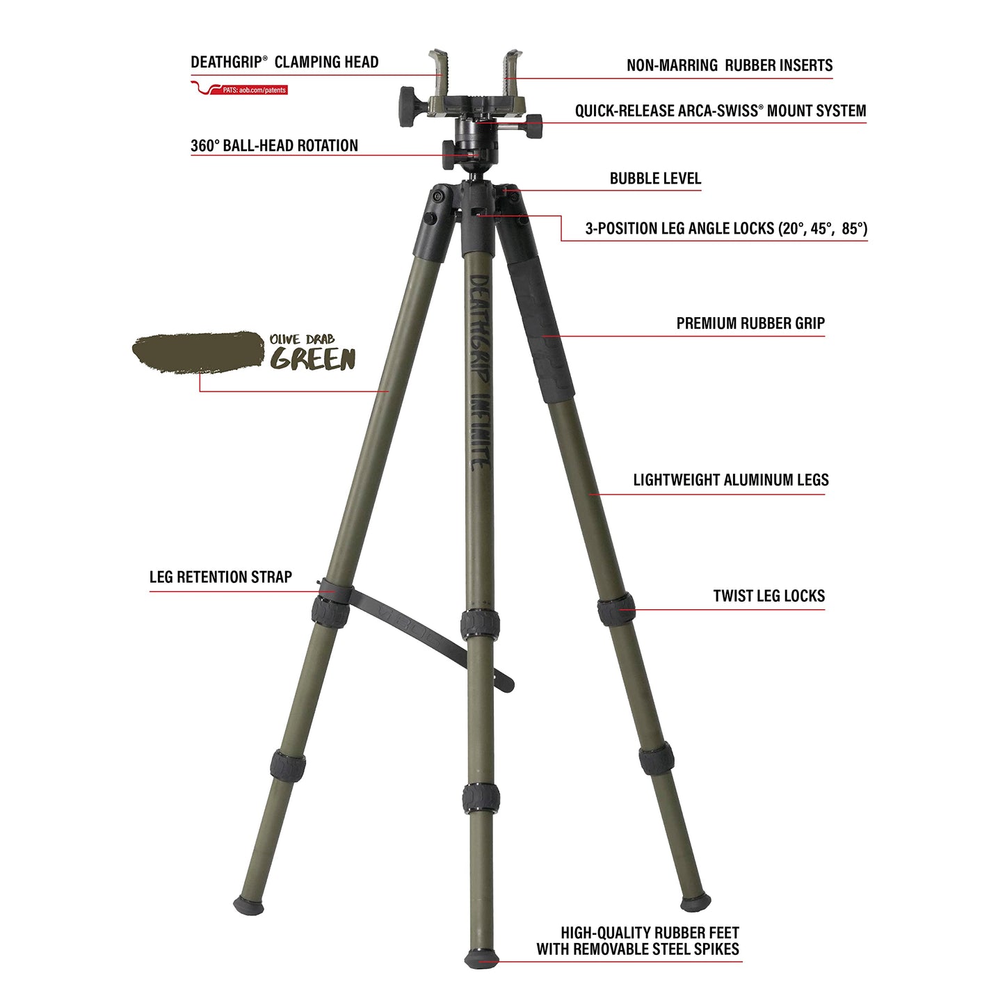 Heavy-Duty Camo Shooting Tripod – Aluminum Frame, 360° Clamp, Adjustable Legs, Bubble Level, Hands-Free Stability for Hunting