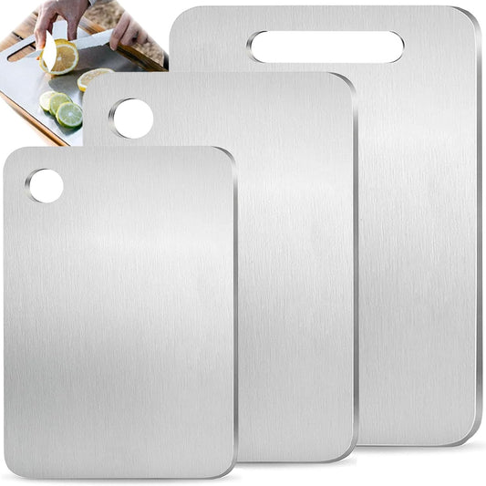 Pure Titanium Cutting Boards 3-Pack – Durable, Double-Sided, Dishwasher-Safe Kitchen & BBQ Prep Set