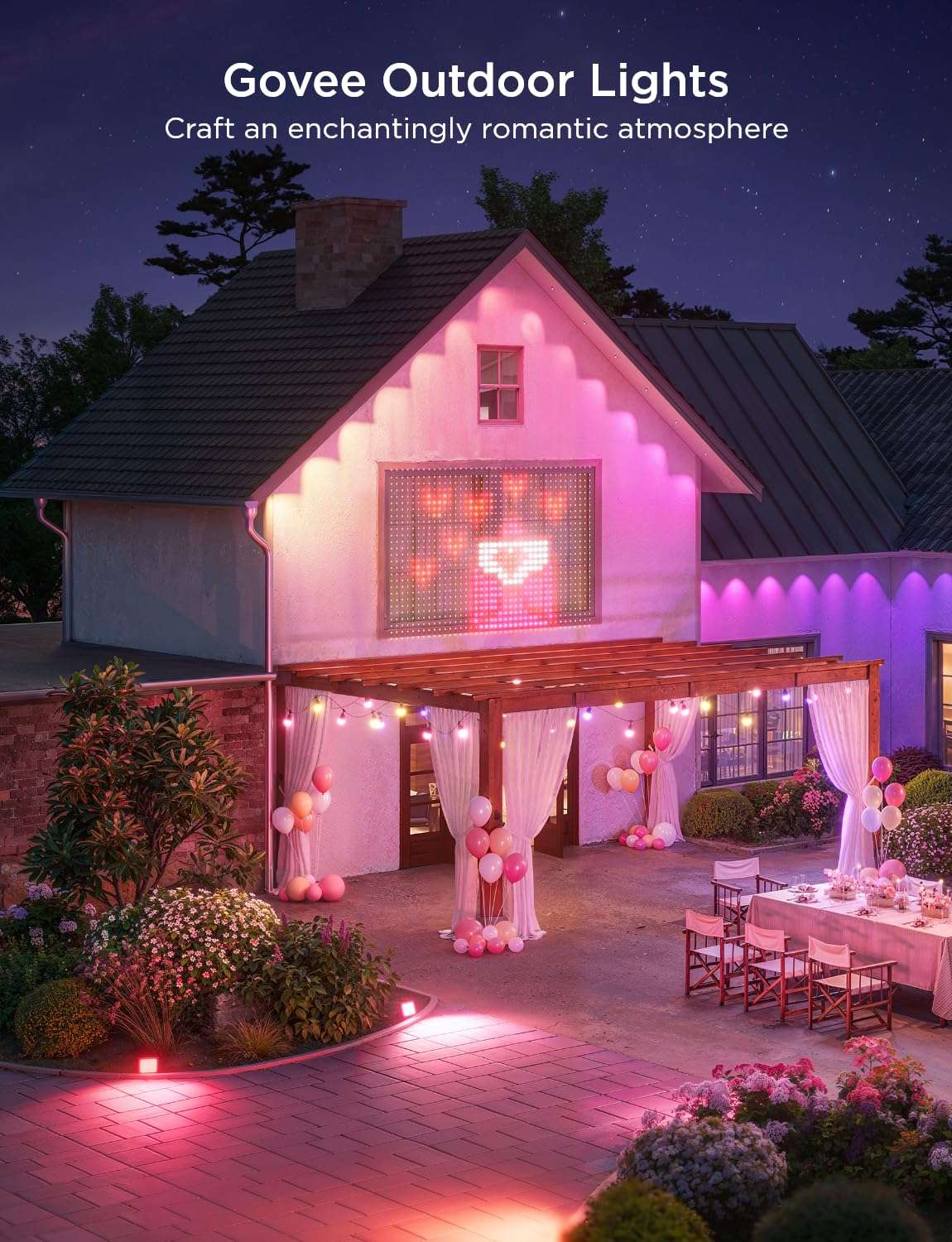 Permanent Outdoor LED Lights 100ft RGBIC, 72 LEDs, 100 Scenes, IP67 Waterproof, Smart App & Voice Control for Home & Holiday Lighting