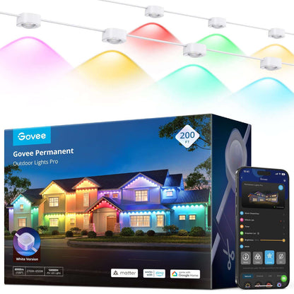 Permanent Outdoor LED Lights Pro 200ft RGBIC, 120 LEDs, 75 Scenes, Cuttable & Waterproof IP67, Smart App & Voice Control for Home & Holiday Lighting