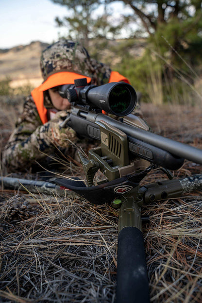 Heavy-Duty Camo Shooting Tripod – Aluminum Frame, 360° Clamp, Adjustable Legs, Bubble Level, Hands-Free Stability for Hunting