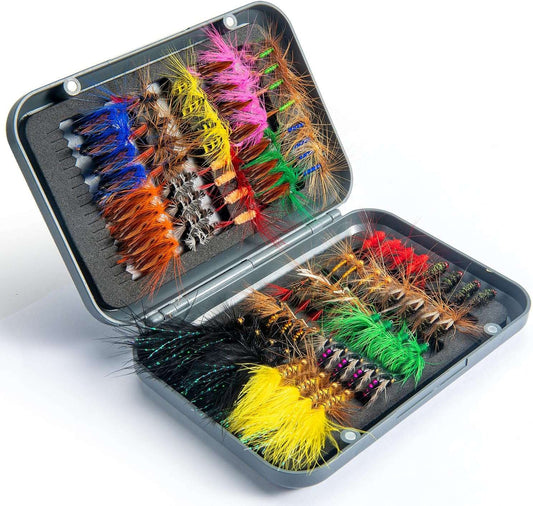 80 pcs Fly Fishing Flies Kit – Hand-Tied Dry Flies for Trout, Bass, Salmon & Panfish
