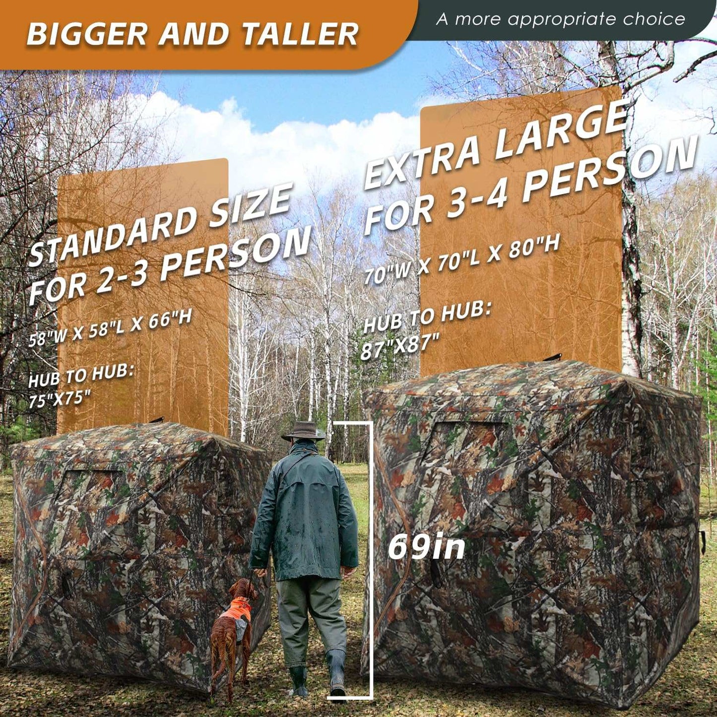 360° See-Through Hunting Blind with Floor Mat, Pop-Up Camouflage Ground Tent for 3–4 People with Carry Bag