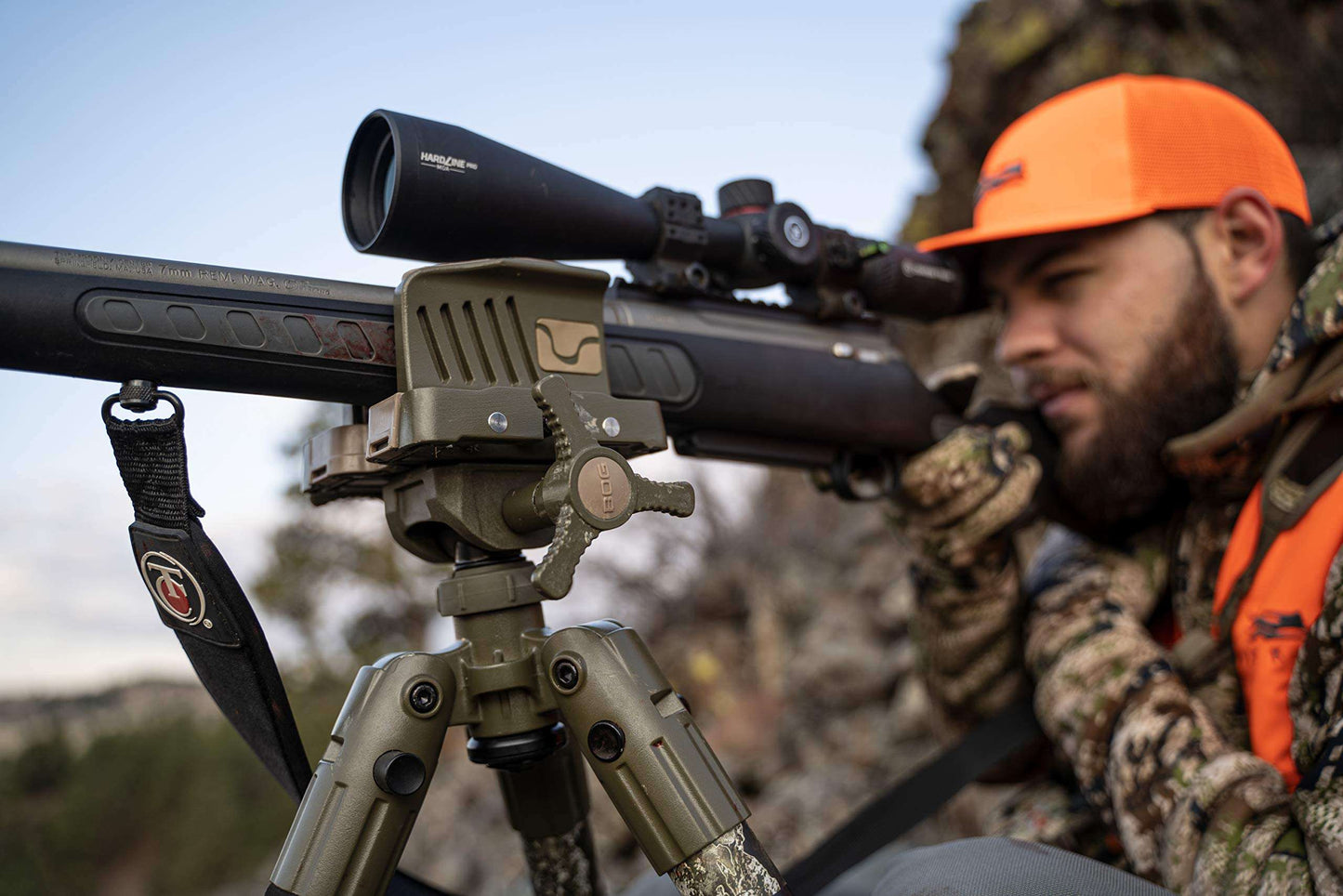 Heavy-Duty Camo Shooting Tripod – Aluminum Frame, 360° Clamp, Adjustable Legs, Bubble Level, Hands-Free Stability for Hunting